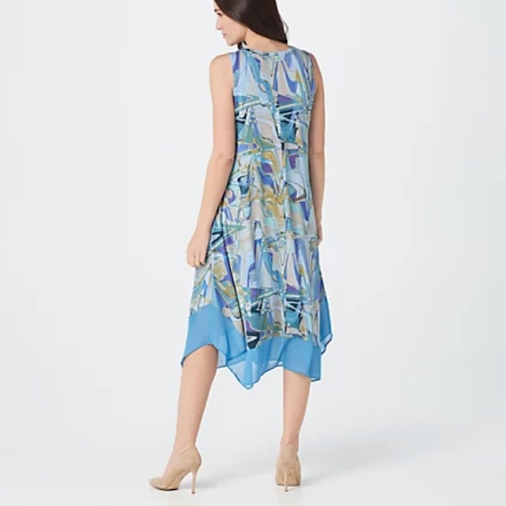 LOGO Blue Multi Maxi Dress Sz 3X